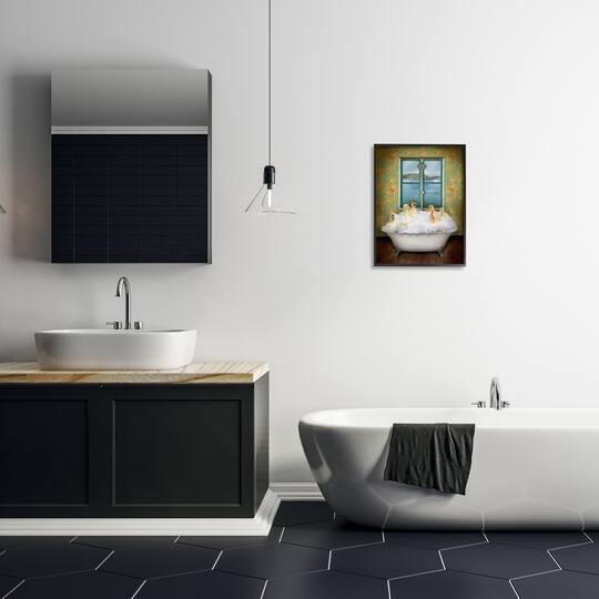 Stupell Industries Ducks Bathing Tub Ocean View Framed Giclee Art